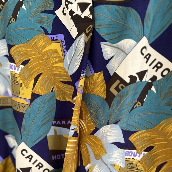 NWT VINTAGE MARJORIE HAMILTON Short Sleeve Travel Print Blouse M - Picture 11 of 16